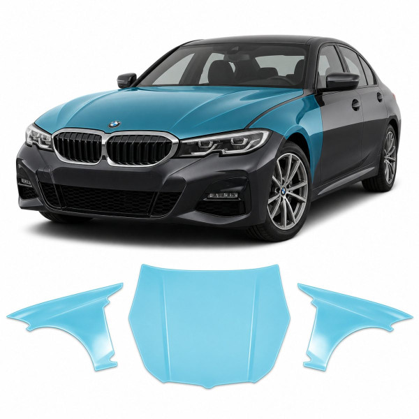 Антигравийная защитная бронепленка по лекалам для BMW 3 Series G20 2019-2022 - капот и передние крылья