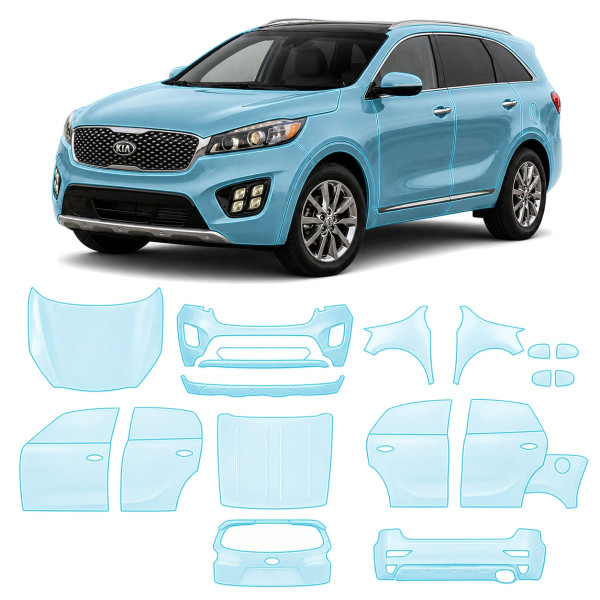 Антигравийная защитная бронепленка по лекалам для Kia Sorento UM 2015-2017 - полный кузов