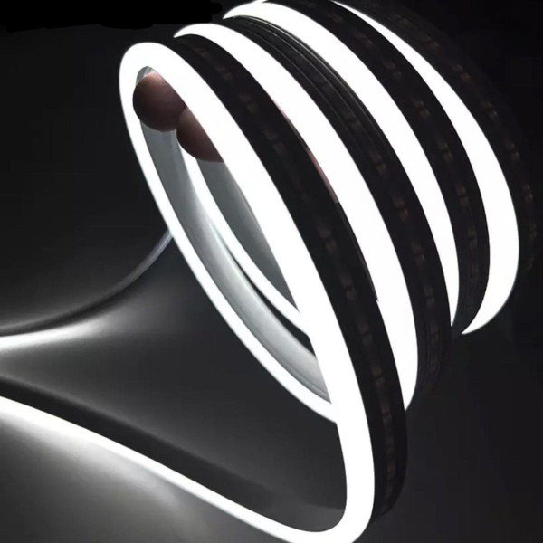 LED Стрічка гнучка силікон 12v 50 см Білий Неон (бічне свічення 12 мм 6 мм)
