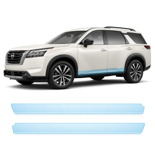 Антигравійна захисна бронеплівка за лекалами для Nissan Pathfinder R53 2022- нижня зона кузова пороги