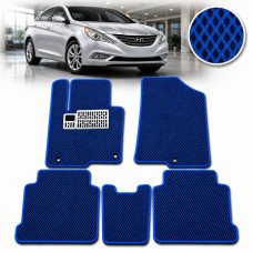 Коврики в салон EVA для Hyundai Sonata YF 2010-2014 с подпятником Синие 5 шт