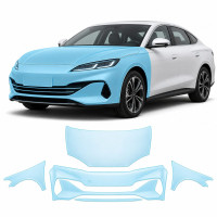 Антигравийная защитная бронепленка по лекалам для BYD Qin L (Seal 06 / Seal 6 DM-i) I 2024- передняя часть авто (капот бампер фары крылья)