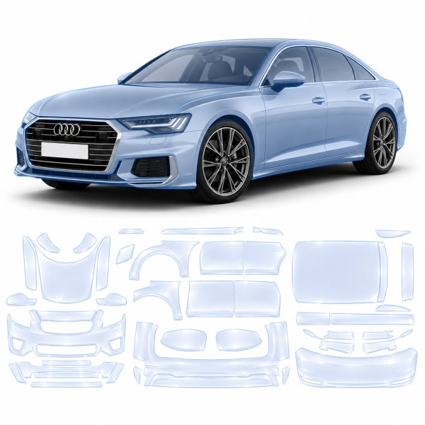 Антигравийная защитная бронепленка по лекалам для Audi A6 C8 facelift 2023-2025 - полный кузов