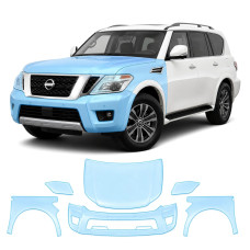 Антигравійна захисна бронеплівка за лекалами для Nissan Armada II 2017-2020 - передня частина авто (капот бампер крила))