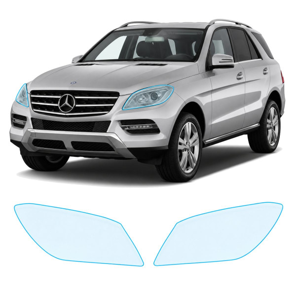 Антигравийная защитная бронепленка по лекалам для Mercedes-Benz GLE W166 2011-2015 - оптика (фары и ПТФ)