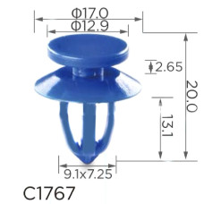 Клипса крепления молдингов дверей OPEL CHEVROLET SAAB CADILLAC BUICK (13252118 7231991) (C1767)