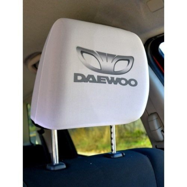 Чохли для підголівників Daewoo Універсальні Білі Кольоровий логотип 2 шт