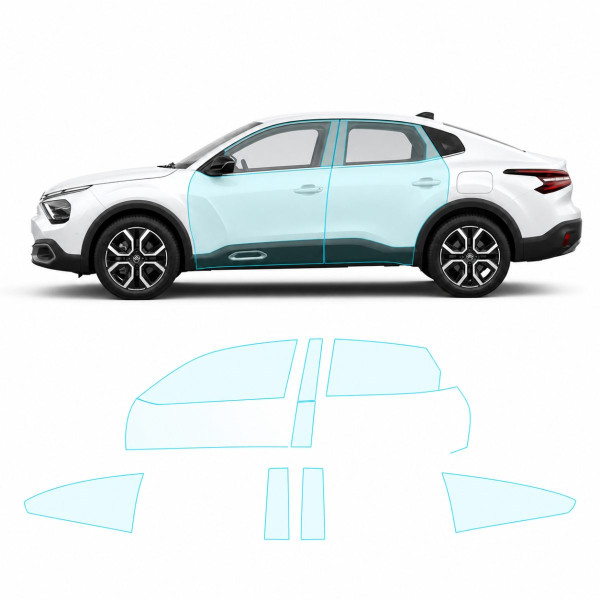 Антигравийная защитная бронепленка по лекалам для Citroen C4 X I 2022- зоны дверей и стойки окон