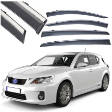 Дефлектори вікон вітровики Benke для Lexus CT200H 2011-2020 Молдинг Нержавіюча сталь 3D (BLXCT1123-W/S)