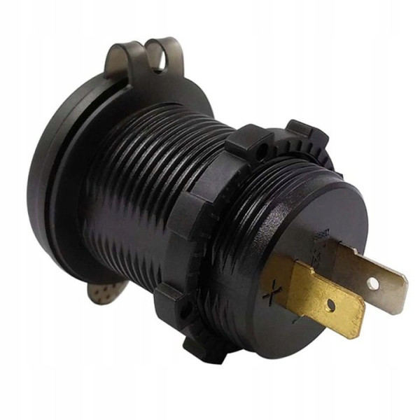 Гніздо Прикурювача під 1 USB Вольтметр DC 12-24V 5V підсвічування з різьбленням P10 Green QC 3.0 (Вимикач)