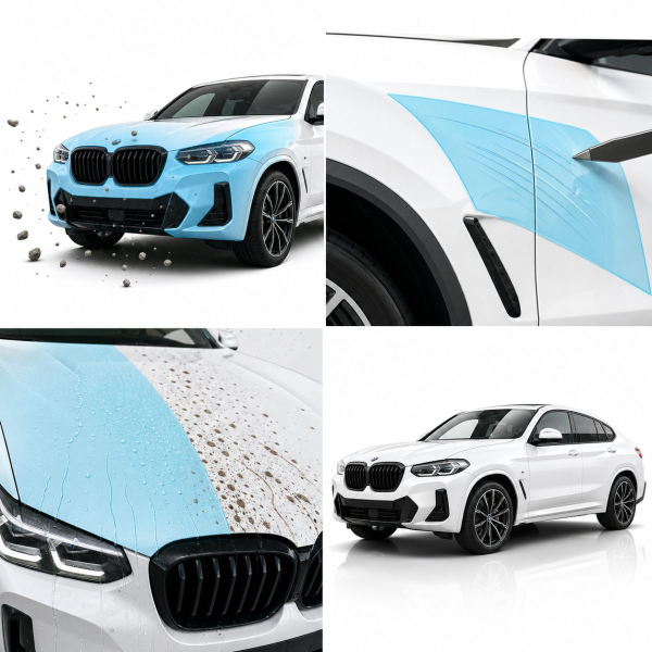 Антигравийная защитная бронепленка по лекалам для BMW X4 G02 facelift 2021- капот и передние крылья