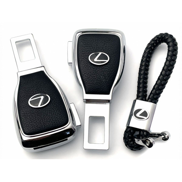 Набір в авто для Lexus №2 / Заглушка перехідник ременя безпеки та брелока з логотипом