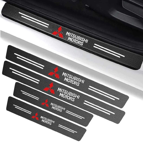 Захисна плівка накладка на пороги для Mitsubishi Чорний Карбон 4 шт