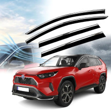 Дефлекторы окон ветровики Benke для Toyota Rav 4 2018- Антихром (Тенмный Молдинг Нержавейка 3D)
