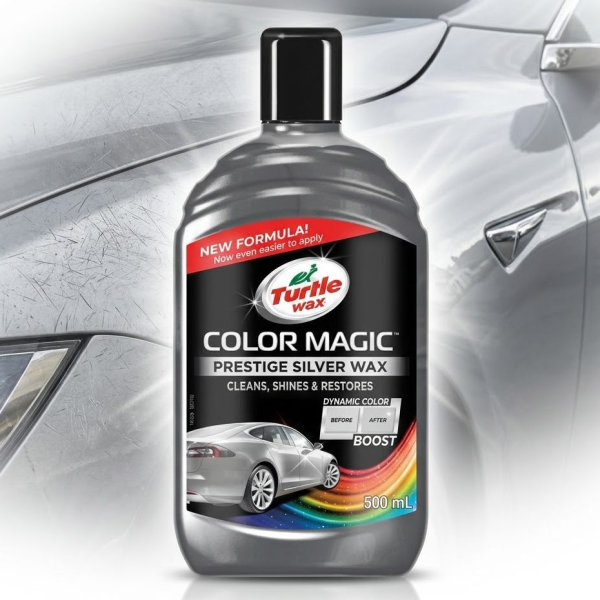 Кремовий поліроль кузова Turtle Wax Color Magic Срібло приховує подряпини підсилює колір 500 мл (52710)