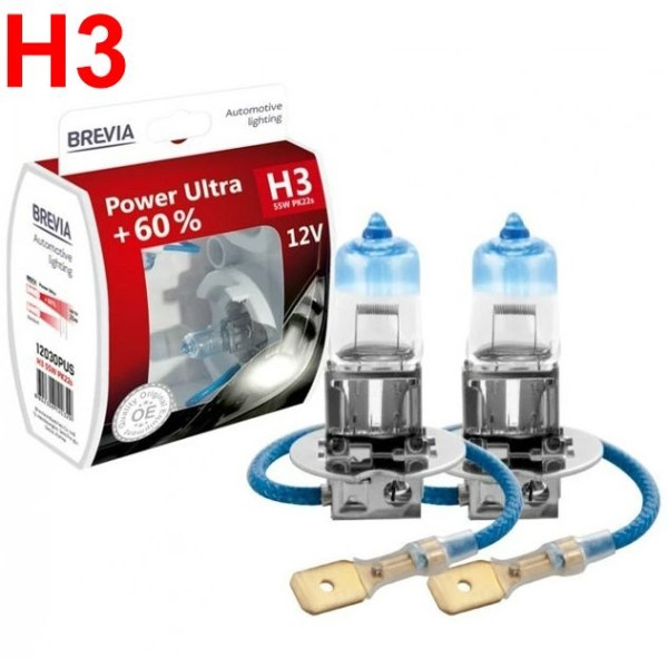Автолампа галогенная Power Ultra +60% H3 12V 55W 2 шт (12030PUS)