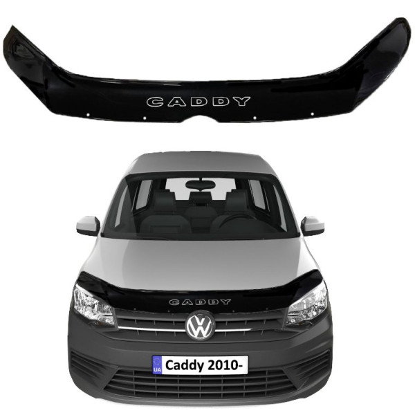 Дефлектор капота мухобойка Volkswagen Caddy 2010-2015 Voron Glass
