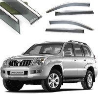 Дефлекторы окон ветровики Benke для Toyota Prado FJ120 / Lexus GX470 2003- (Хром Молдинг Нержавеющей 3D)