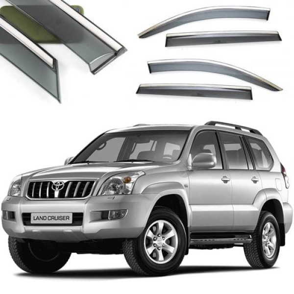 Дефлекторы окон ветровики Benke для Toyota Prado FJ120 / Lexus GX470 2003- (Хром Молдинг Нержавеющей 3D)
