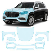 Антигравийная защитная бронепленка по лекалам для Mercedes-Benz Maybach GLS X167 2020- передняя часть авто (капот бампер фары крылья)