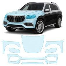 Антигравийная защитная бронепленка по лекалам для Mercedes-Benz Maybach GLS X167 2020- передняя часть авто (капот бампер фары крылья)