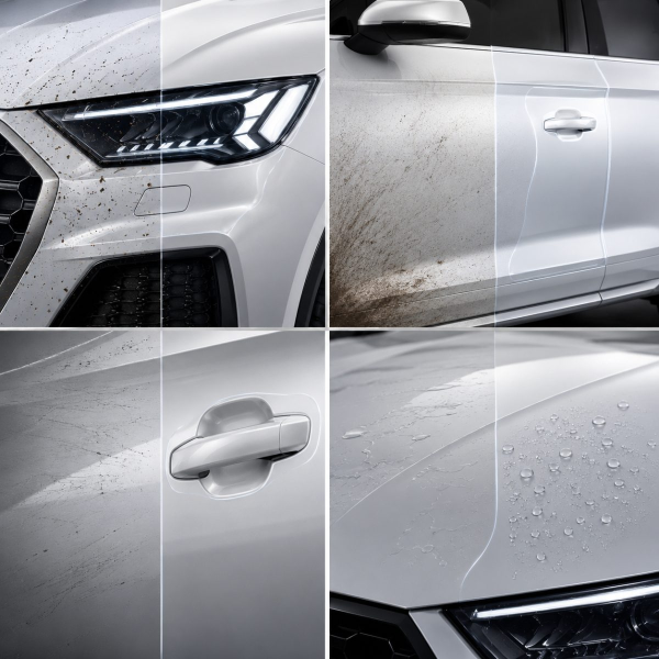 Антигравийная защитная бронепленка по лекалам для Audi Q5 FY facelift 2021-2024 - задние фонари стопы