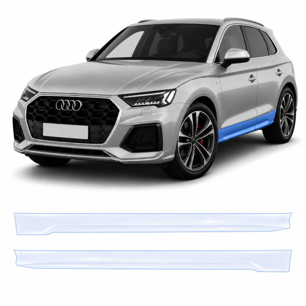 Антигравийная защитная бронепленка по лекалам для Audi Q5 FY facelift 2021-2024 - нижняя зона кузова пороги