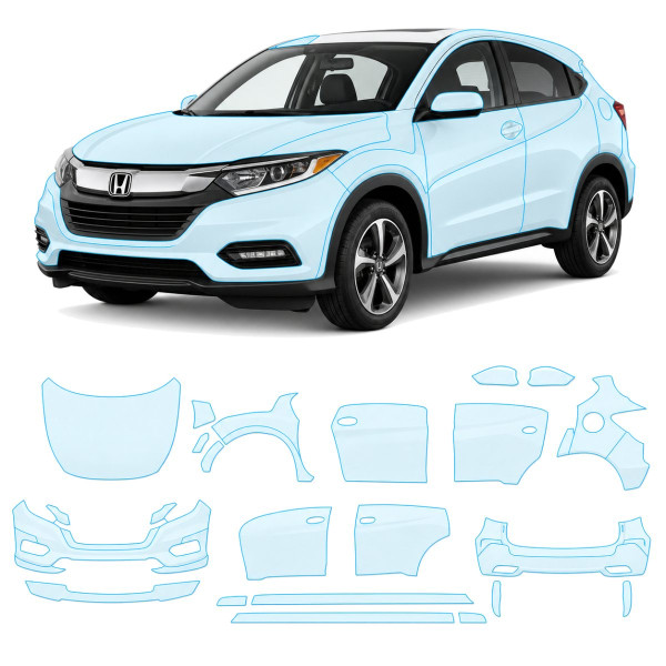 Антигравийная защитная бронепленка по лекалам для Honda HR-V (US/глобальний) II facelift 2019-2021 - полный кузов