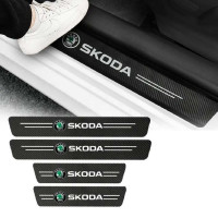 Захисна плівка накладка на пороги для Skoda Чорний Карбон 4 шт
