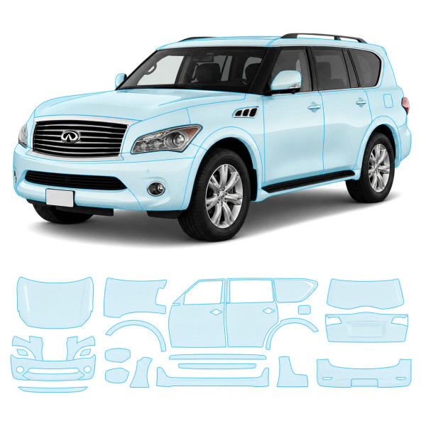 Антигравийная защитная бронепленка по лекалам для Infiniti QX80 Z62 2010-2017 - полный кузов