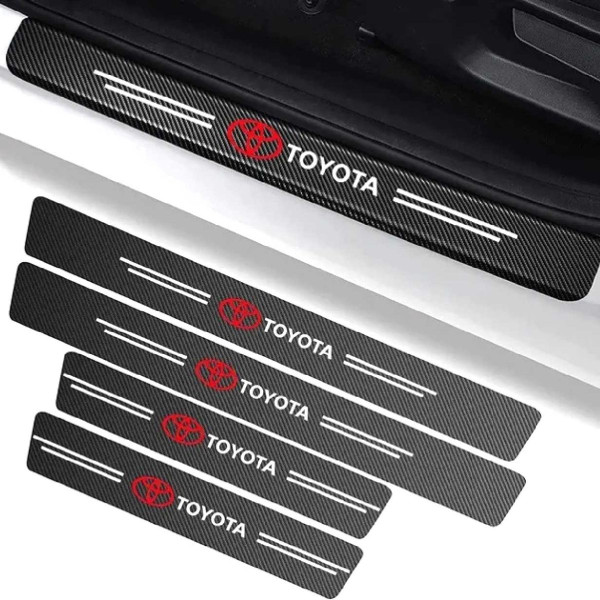 Защитная пленка накладка на пороги для Toyota Черный Карбон 4 шт