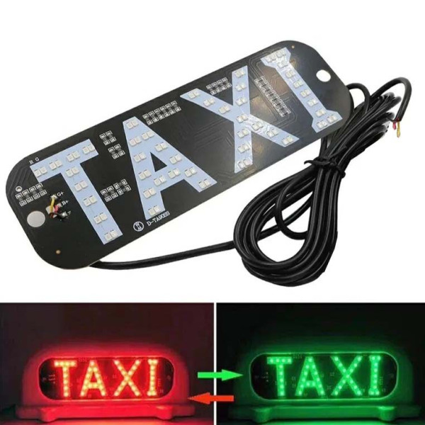 LED Табличка TAXI 12V Двоколірна Червоний Зелений 19 x 6 см (Провід Присоски)
