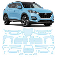 Антигравийная защитная бронепленка по лекалам для Hyundai Tucson TL facelift 2019-2020 - полный кузов