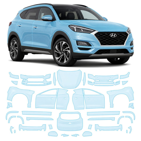 Антигравийная защитная бронепленка по лекалам для Hyundai Tucson TL facelift 2019-2020 - полный кузов