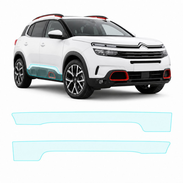 Антигравійна захисна бронеплівка за лекалами для Citroen C5 Aircross I 2017-2021 - нижня зона кузова пороги