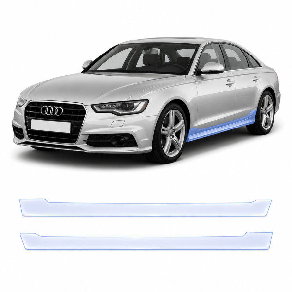 Антигравийная защитная бронепленка по лекалам для Audi A6 C7 2011-2018 - нижняя зона кузова пороги
