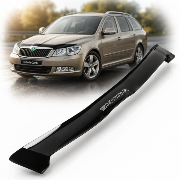 Дефлектор капоту мухобійка Skoda Octavia A5 2004-2013 (Коротка) Voron Glass