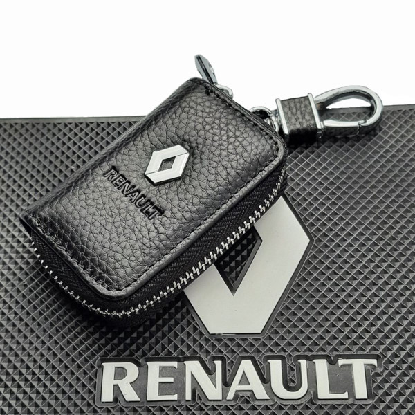 Чехол для ключей с карабином Renault (Тисненая кожа)