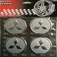 Наклейка на колпак Mitsubishi 60мм хром 4 шт