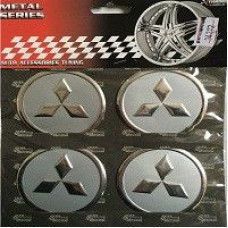 Наклейка на колпак Mitsubishi 60мм хром 4 шт