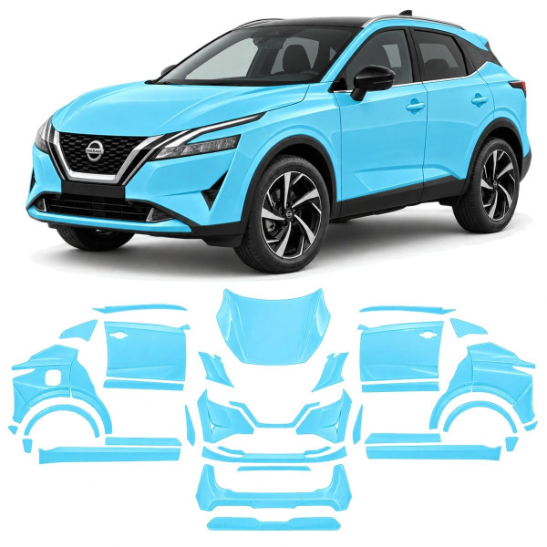 Антигравийная защитная бронепленка по лекалам для Nissan Qashqai J12 2021-2024 - полный кузов