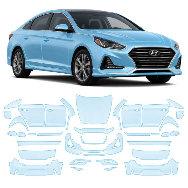 Антигравийная защитная бронепленка по лекалам для Hyundai Sonata LF facelift 2017-2019 - полный кузов