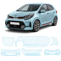 Антигравийная защитная бронепленка по лекалам для Kia Picanto JA facelift 2020- полный кузов
