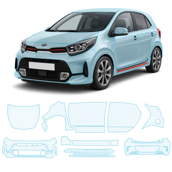 Антигравийная защитная бронепленка по лекалам для Kia Picanto JA facelift 2020- полный кузов