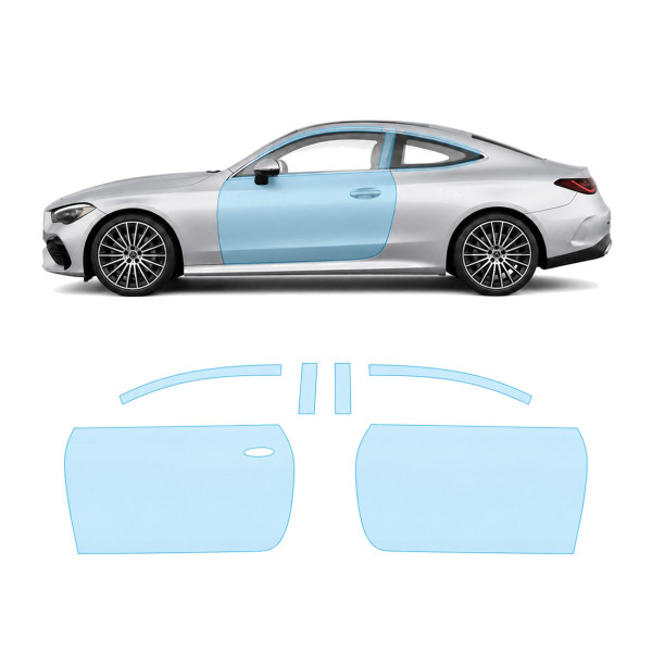 Антигравийная защитная бронепленка по лекалам для Mercedes-Benz CLE C236 2023- зоны дверей и стойки окон