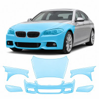 Антигравийная защитная бронепленка по лекалам для BMW 5 Series F10 2010-2013 - передняя часть авто (капот бампер фары крылья)