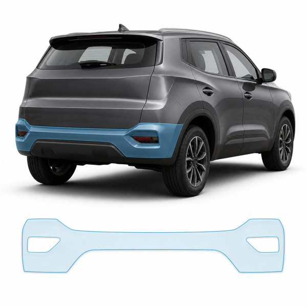 Антигравийная защитная бронепленка по лекалам для Chery Tiggo 4 Pro 2023- задний бампер