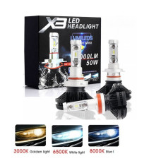 LED лампи автомобільні H4 радіатор 6000Lm LumiLeds X3 / Philips ZES / 50W / 6000K плівки в к-ті / IP67 /