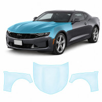 Антигравійна захисна бронеплівка за лекалами для Chevrolet Camaro VI facelift 2019-2024 - капот і передні крила
