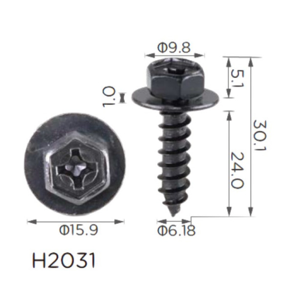 Саморіз з шайбою Mercedes, Toyota (90159-60488, 9015960488, 18827) (H2031)